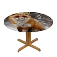 thumbnail image 3 of WYYP Fox Snow Woods Round Tablecloth Waterproof 100% Polyester Fiber Outdoor Fitted White, 3 of 8