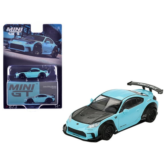 Toyota GR86 "LB-Nation - Liberty Walk" Baby Blue with Carbon Hood Limited Edition 1/64 Diecast Model Car by Mini GT