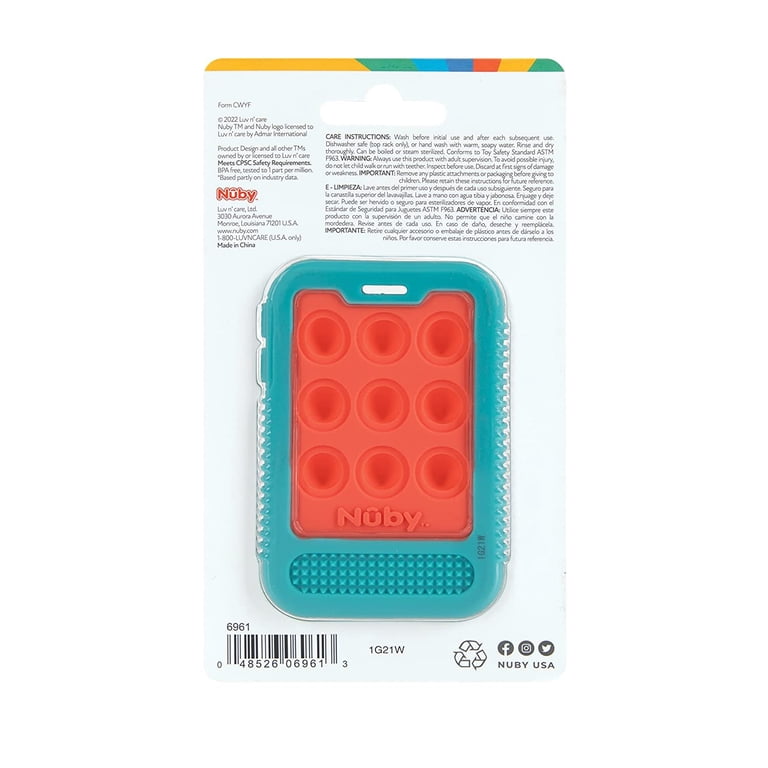 Nuby Giggle Bytes Sensory Popper Teething Toy, Coral/Aqua photo 6