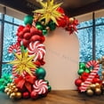 thumbnail image 4 of Kit de arco de globos navideños con guirnalda de globos rojos y verdes, hombre de jengibre 3D, globo de aluminio con estrella explosiva dorada para decoración de fiesta navideña, 4 of 4