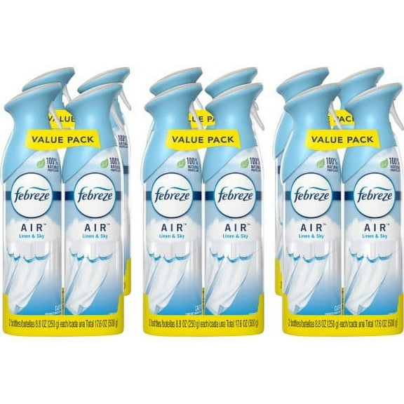 Febreze AIR, Linen and Sky, 8.8 oz Aerosol Spray, 2/Pack, 6 Pack/Carton, Each