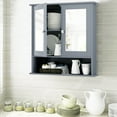 Costway Bathroom Storage Wall Mount Mirror Grey