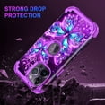 thumbnail image 3 of Casetego for iPhone 14 Pro Max Case,Glow in The Dark Three Layer Heavy Duty Sturdy Shockproof Protection Rugged Hard PC+Soft TPU Bumper Case,Purple Blue Butterfly, 3 of 8