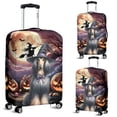 thumbnail image 2 of Spooky Halloween Night Witch Afghan Hound Glowing Pumpkins Travel Luggage Cover Dog Lover Suitcase Dust Protective Decor - 12015, 2 of 5