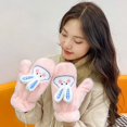 thumbnail image 3 of 1 Pair Hanging Rope Halter Elastic Cuffs Thickened Ridding Gloves Winter Cartoon Rabbit Girls Cycling Skiing Plush Mittens for Cold Weather, 3 of 10
