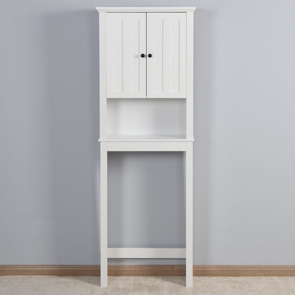 UBesGoo Bathroom Cabinet, Bathroom Space Saver, Over The Toilet Storage with 2-Door Adjustable Shelves, White