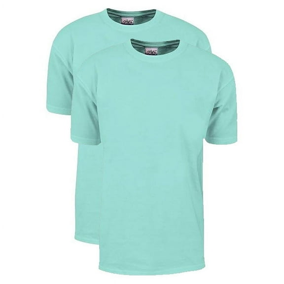 2 Pack Shaka Wear Men's Max Heavyweight Short Sleeve Crew Neck T-Shirt - Powder Blue - Medium
