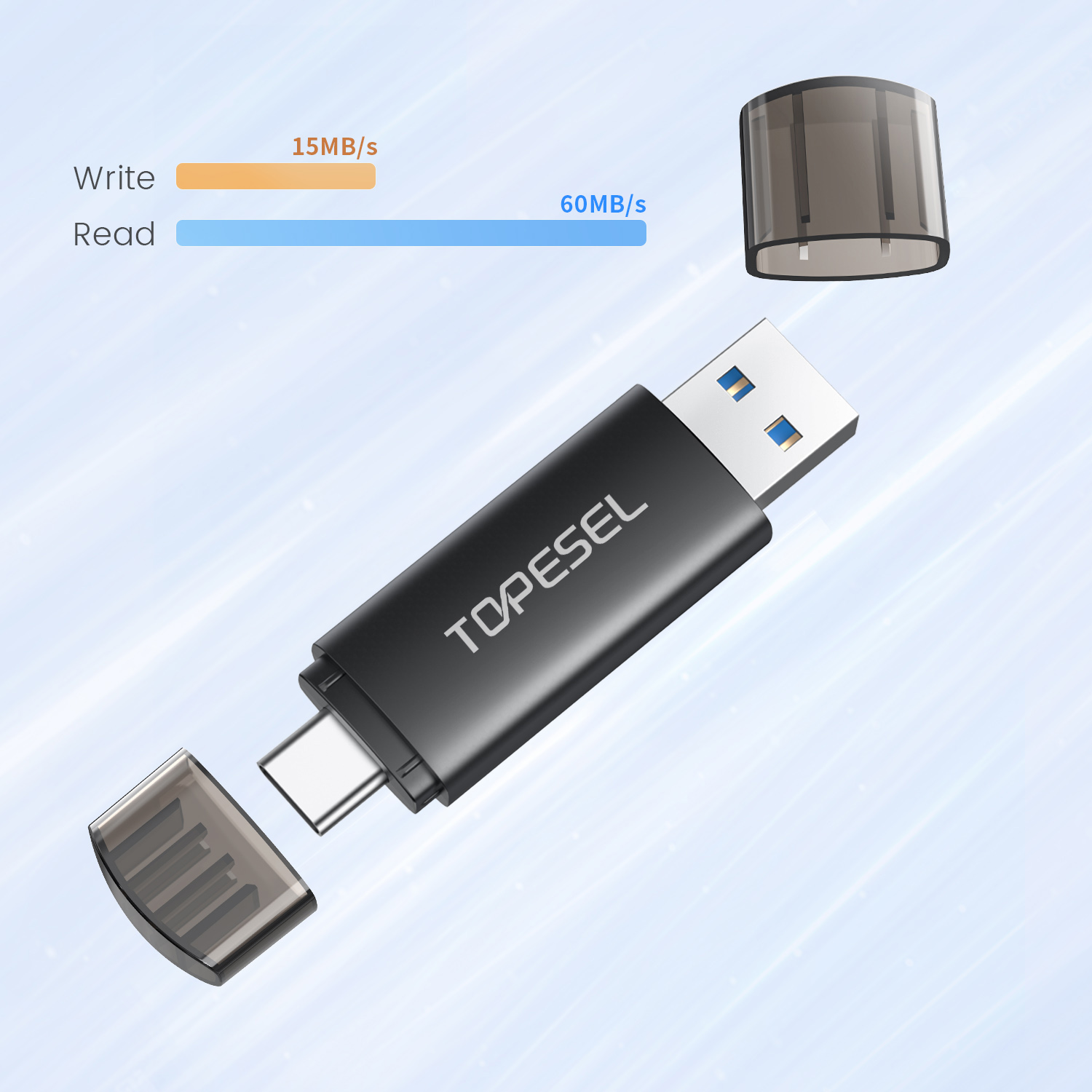 Topesel 64GB USB 3.0 Dual Flash Drive Type-C photo 3