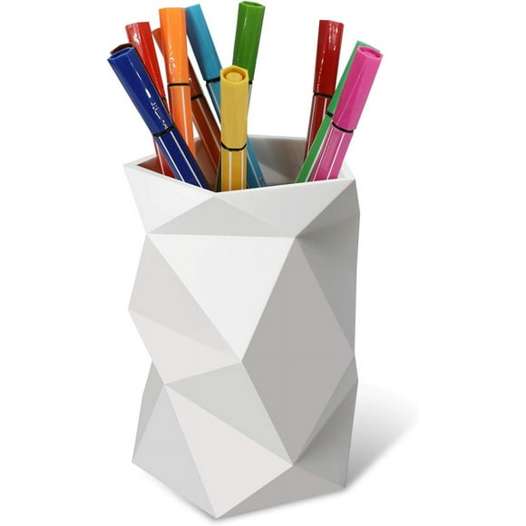 (Blanc) design Créatif Géométrique Irrégulier Étui en silicone pour Stylo et Crayon Support de Stylo de Bureau