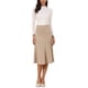 thumbnail image 2 of Faldas acampanadas de cintura alta INSPIRE CHIC para mujeres, falda midi de color sólido de negocios casual de los años 1950, XL caqui, 2 of 5