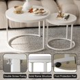 thumbnail image 6 of Nesting Coffee Table Set of 2, 23.6" Round Wooden Tables with Metal Frame, Side Tables for Living Room, Bedroom, Balcony, Modern Home Furniture, 6 of 8