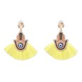 thumbnail image 1 of Pendientes amarillos encantadores, un regalo de joyería elegante, elegantes pendientes con borlas en forma de abanico para mujer, 1 of 3