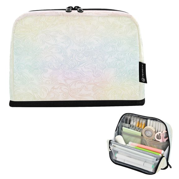 Standing Pencil Case with Base Large Capacity Stationery Pouch Pen Bag with Zipper for Women Men Complex Lace