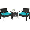 thumbnail image 5 of YYAo Sofa Couch Conversation Sets, Outdoor Bistro Set, 3 Piece Outdoor Wicker Sofa Set, Outdoor Patio Chairs with Removable Cushions and Coffee Table, Sectional Wicker Loveseat Sofa(Turquoise), 5 of 8