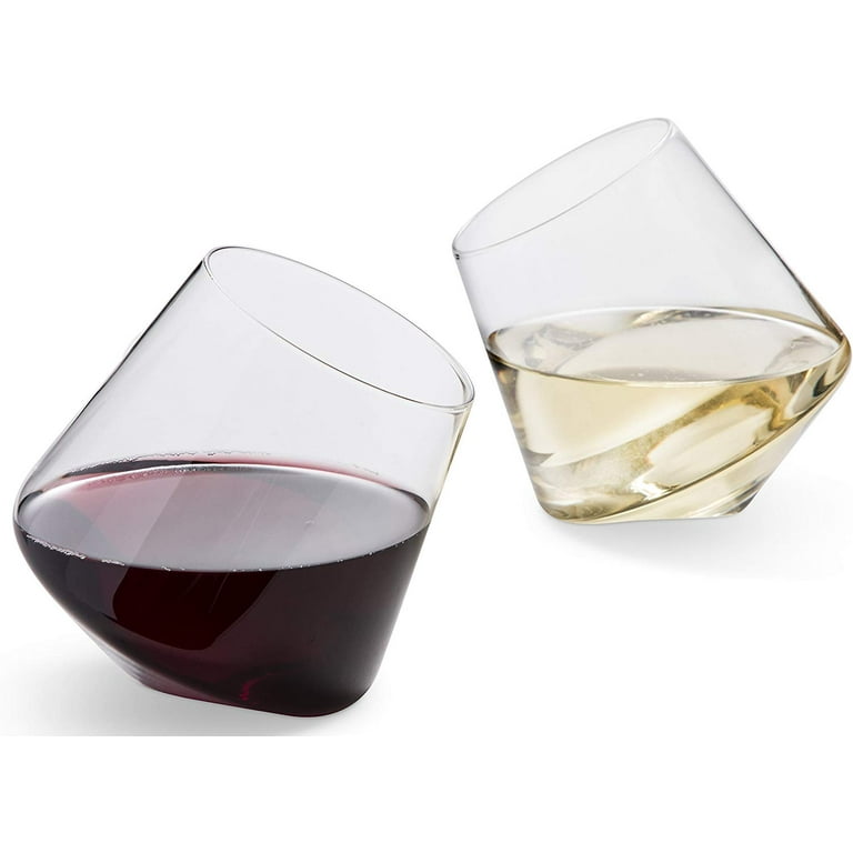 Happyline Hand Blown Stemless Wine Glasses, Set of 2 - Naturally Aerating,  Elegant Wine Glassware for Cabernet, Pinot Noir, Merlot, and Blends -Wine  Tumblers for Him and Her, 12 Oz. 
