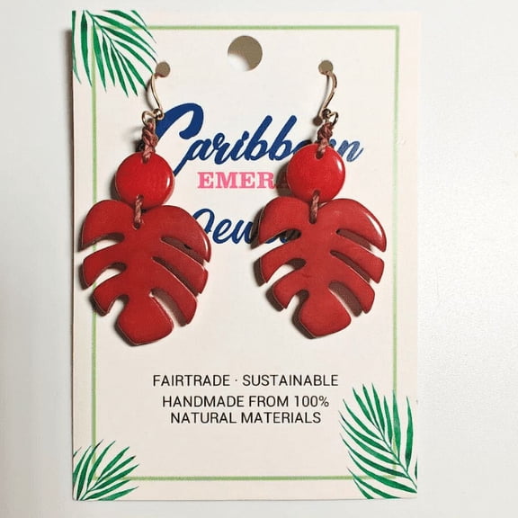 Caribbean Emerald Montsera Earrings