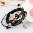 thumbnail image 6 of Ziurtnc Unisex Bracelet Beads Music Scale Pendant Multi Layers Vintage Ethnic Style Faux Leather Tassel Adjustable Star Women Men Bracelet, 6 of 7