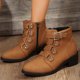 thumbnail image 5 of NECHOLOGY Botas Mujer Adulto Femenino Zapatos Botines de mujer Botas de tacón grueso con cremallera decorativa y hebilla de cinturón de cuero sólido Retro a la moda para mujer (Brown, 7), 5 of 6