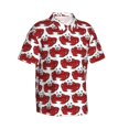 thumbnail image 2 of Uemuo Cute Red Crab Printed Regular Fit Short Sleeve Casual Hawaiian Shirt for Men,Aloha shirt,Tropical shirt,Floral print shirt,Vacation Beach shirt-Small, 2 of 9