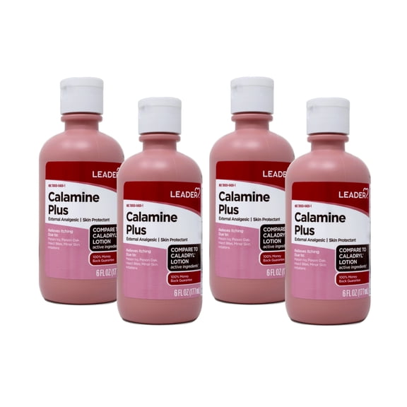 LEADER Calamine Plus Anti-Itch Lotion, Skin Protectant Lotion for Fast-Acting Itch Relief, Poison Ivy, Insect Bites, Minor Skin Irritations, 6 FL OZ - 4 Pack