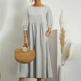 thumbnail image 2 of Dresses for Women Women'S Summer Loose Long Sleeve Round Neck Solid Color Ankle-Length Dress, 2 of 6
