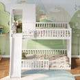 thumbnail image 4 of Harper & Bright Designs Floor House Bunk Bed Frame Full XL Over Queen Size with Slide, Wood Bunk Bed Frame with Roof for Boys and Girls, White, 4 of 12