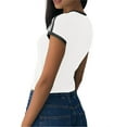 thumbnail image 2 of Women Summer Crop Tops Letter Print Short Sleeve Slim T Shirt, 2 of 5