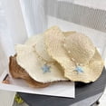 thumbnail image 6 of HuangHuanChen Womens Travel Straw Sun Hat Sun Shade Straw Hats Wide Brim Sun Hat with Pearl River Beach Fishing UPF 50+ Woven Hat For Women Summer Vacation White One Size, 6 of 6