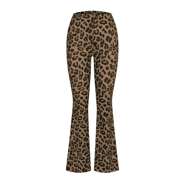 Enjoytime Flare Pants for Women Leopard Printed Flare Leggings