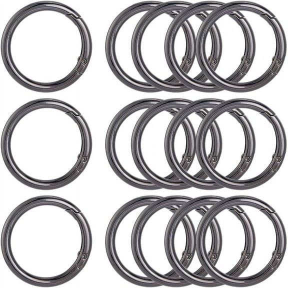 1 Box 10Pcs 40MM Black Spring O Ring Carabiner Clip Trigger Spring O Rings Zinc Alloy Round Carabiner Clip Snap Metal Key Ring Buckle Hook for DIY Keychain Purse Handbag Dog Leashes Crafts