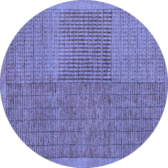 Ahgly Company Machine Washable Indoor Round Abstract Blue Modern Area Rugs, 8' Round