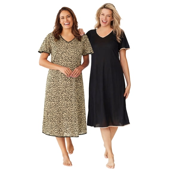 Only Necessities Plus Size 2-Pack Short Silky Gown
