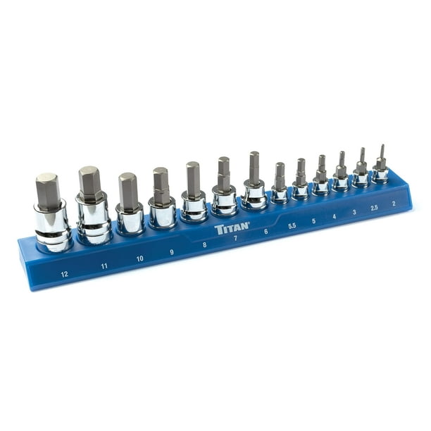 Juego de brocas hexagonales métricas Titan 85531 de 13 piezas con organizador