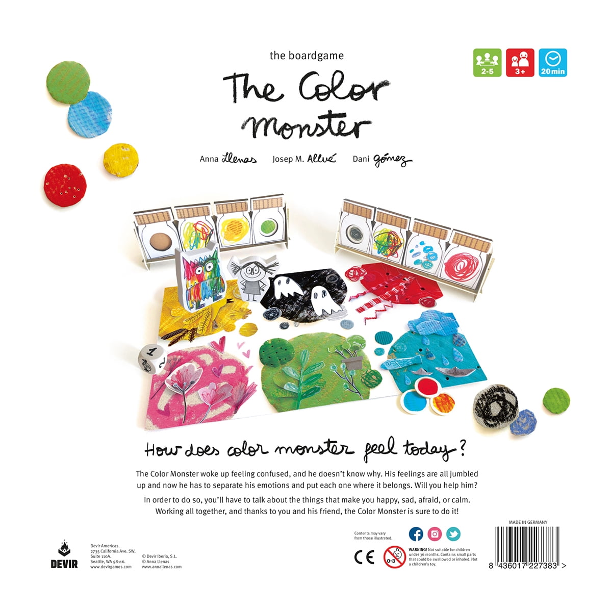 Devir - The Color Monster, Board Game, Childish Board Game, Learn for Kids, English, Age +4