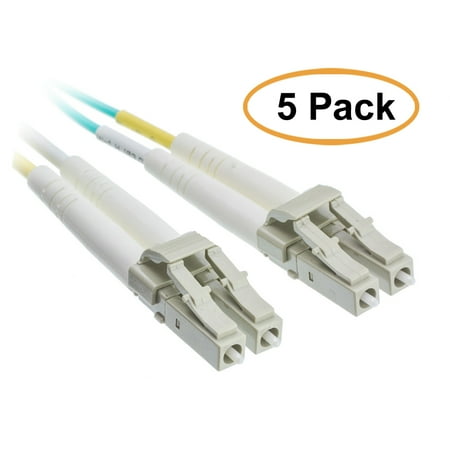 ACL 19.68 Feet (6 Meter) LC to LC 10 Gigabit Aqua Fiber Optic Cable, Multimode, Duplex, 50/125, 5 Pack