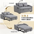 thumbnail image 2 of Lunale 3-in-1 Convertible Loveseat Sleeper, 55" Futon Sofa Bed with Phone Stand, USB, Light Gray Velvet, 2 of 10