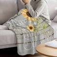 thumbnail image 3 of You Are My Sunshine Blanket Soft Cozy Warm Throw Blanket for Couch, Plush Fuzzy Flannel Fleece Blankets for Sofa, Yellow Sunflowers Cute Bees Heart Retro Wood Bed Blankets Gifts for Men, 40"x50", 3 of 9