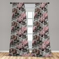 thumbnail image 2 of Flowers Window Curtains, Soft Spring Garden of Blooming Roses and Gerbera Floral Concept Design, Lightweight Decor 2-Panel Set with Rod Pocket, Pair of - 28"x84", Dried Rose and Grey, by Ambesonne, 2 of 3
