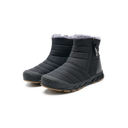 

Welliumy Unisex Winter Boot Waterproof Snow Boots With Lined Comfort Ankle Booties Outdoor Warm Shoes Hiking Slip Resistant Zip Up Black 9.5