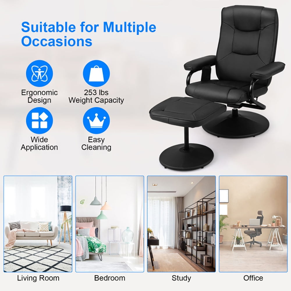 Finihen Massage Recliner Chair, 360°Swivel Massage Recliner Chair with Ottoman, Recliner with Ottoman Footrest, for Living Room, Bedroom, Black Finihen Massage Recliner Chair, 360°Swivel Massage Recliner Chair with Ottoman, Recliner with Ottoman Footrest, for Living Room, Bedroom, Black