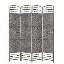 THY COLLECTIBLES Decorative Freestanding Woven Bamboo 4 Panels Hinged Privacy Panel Screen Portable Folding Room Divider (Darkmocha) (Grey)