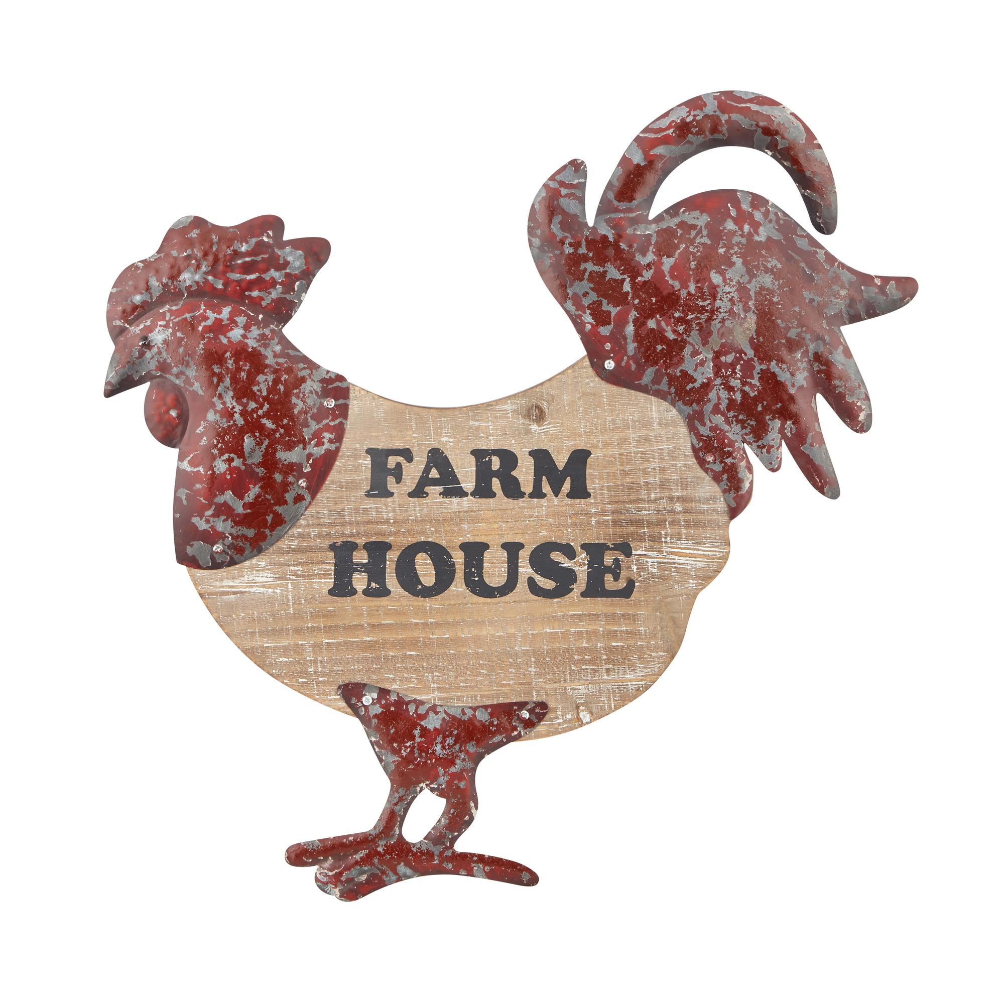 Imax Kliment Wood And Metal Rooster Wall Decor Z75225