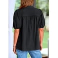 thumbnail image 3 of PRETTYGARDEN Womens Casual Summer Tops V Neck Short Puff Sleeve Pleated Cotton T Shirts Loose Dressy Blouses, 3 of 8