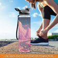 thumbnail image 6 of 32oz Transparent Sports Water Bottle with Straw for Kids Adults Outdoor School Gym Fitness A Pink Landscape, 6 of 7