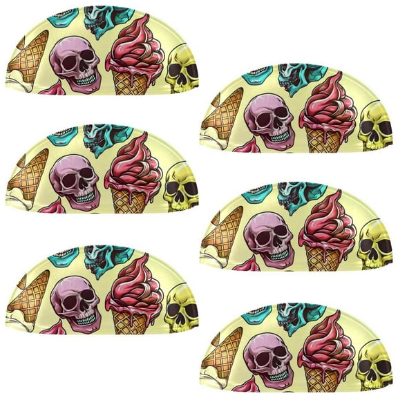 PhooArto 6 Pcs Cup Drawer Pulls, Colors Ice Cream Skull Pattern Shell Shape Handles Cabinet Knobs for Dresser Cupboard Closet Wardrobe with Screws