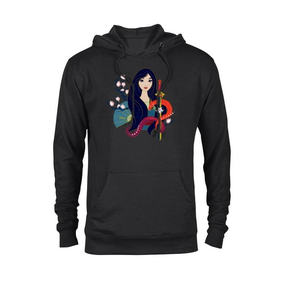 Disney Princess Mulan and Mushu Modern Art Deco Style - Pullover Hoodie for Adults - Customized-Black