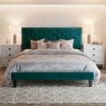thumbnail image 6 of Amolife Queen Bed Frame with Adjustable Velvet-Studded Headboard, Teal Blue, 6 of 7