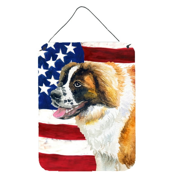 Carolines Treasures BB9679DS1216 Saint Bernard Patriotic Wall or Door Hanging Prints 12WX16H multicolor
