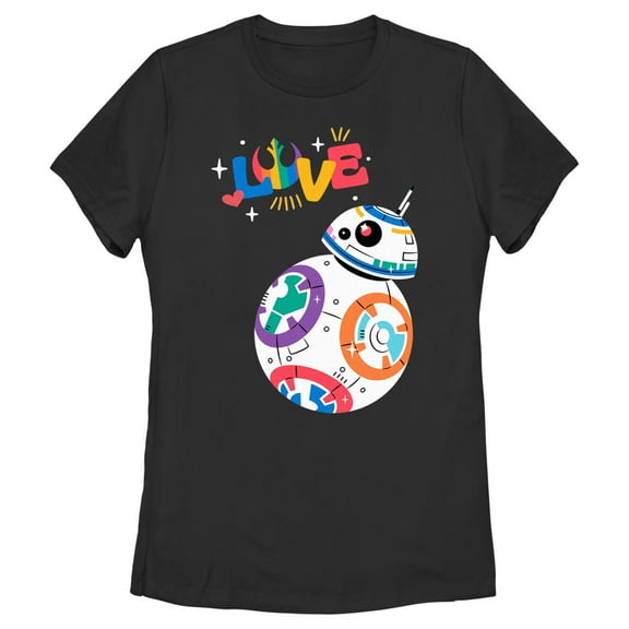 Women's Star Wars Pride Rainbow Love BB-8 Graphic Tee Black Large