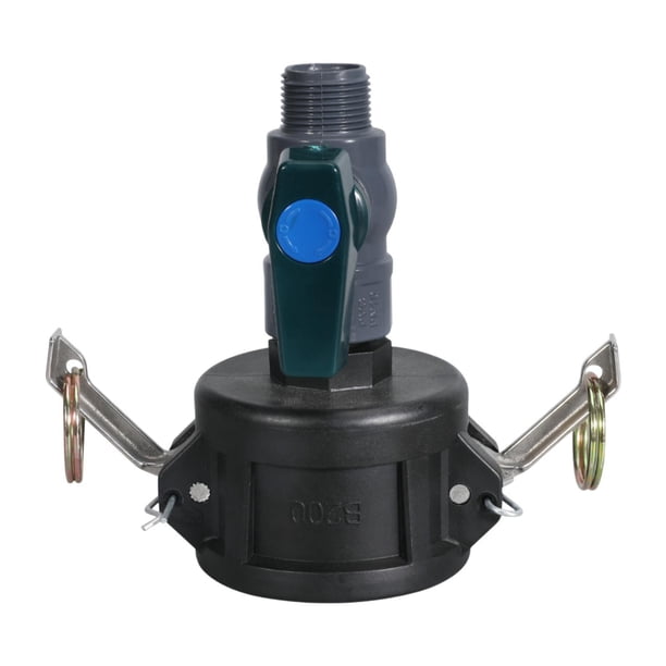 Adaptador IBC-TOTE con válvula de bola - a prueba de fugas, tapón, resistente Fácil de instalar Conectores IBC-TOTE macho de 2 pulgadas a 3/4 de pulga